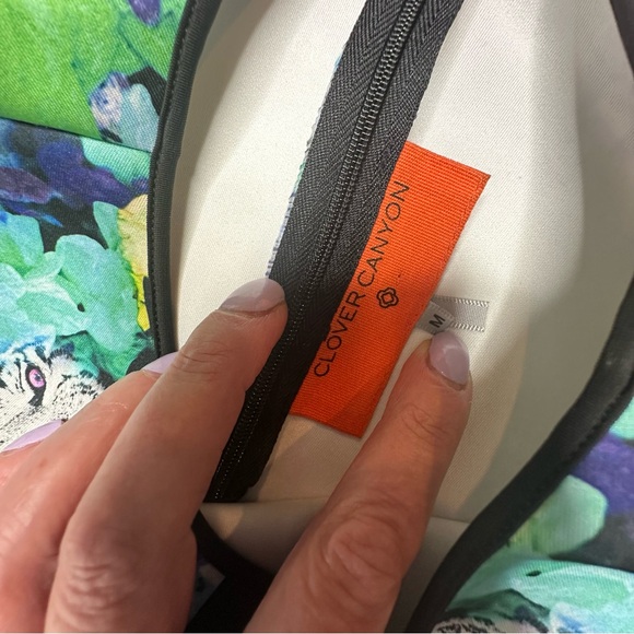 Clover Canyon Graphic Print Elephant and Tigers Neoprene Dress m - Picture 10 of 15